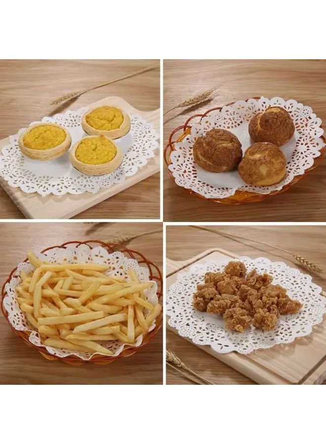 100 Sheets Round Lace Paper Placemats Oil Absorbing Baking Mats For Pizza Cake Pastry Floral Patterns - Image 2